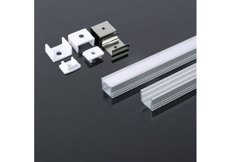 Kit de montage pour bande LED avec diffuseur Aluminium 2000 x 17,4 x 12,1 mm Laiteux