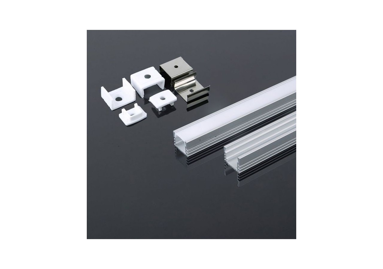 Kit de montage pour bande LED avec diffuseur Aluminium 2000 x 17,4 x 12,1 mm Laiteux