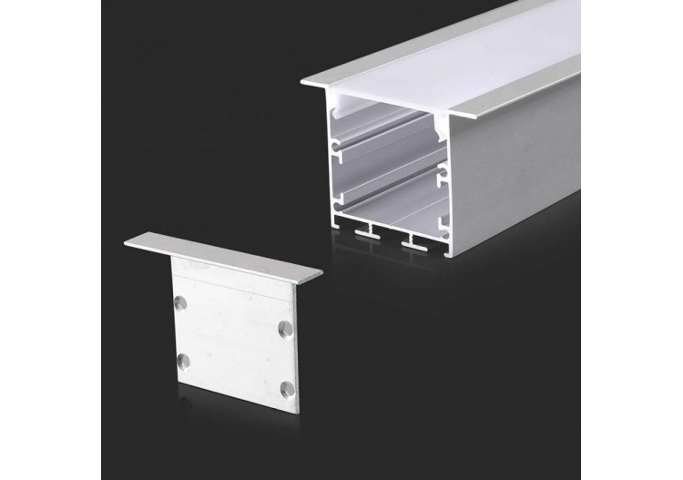 Kit de Montage Bande LED avec Diffuseur Boîtier Aluminium Blanc Encastrable 2000x50x35mm