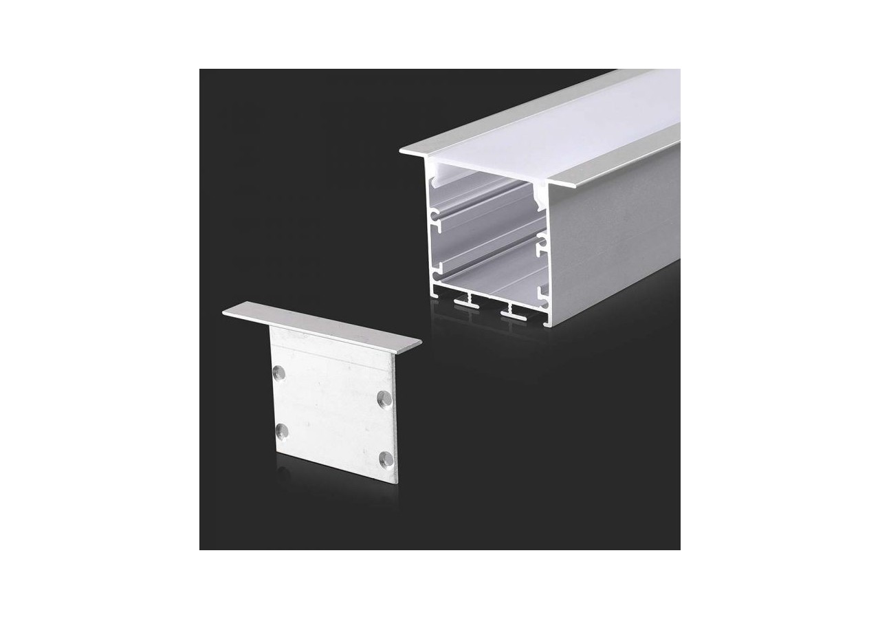 Kit de Montage Bande LED avec Diffuseur Boîtier Aluminium Blanc Encastrable 2000x50x35mm