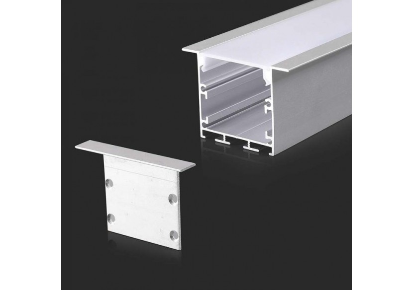 Kit de Montage Bande LED avec Diffuseur Boîtier Aluminium Blanc Encastrable 2000x50x35mm Kit de Montage Bande LED avec Diffuseur Boîtier Aluminium Blanc Encastrable 2000x50x35mm