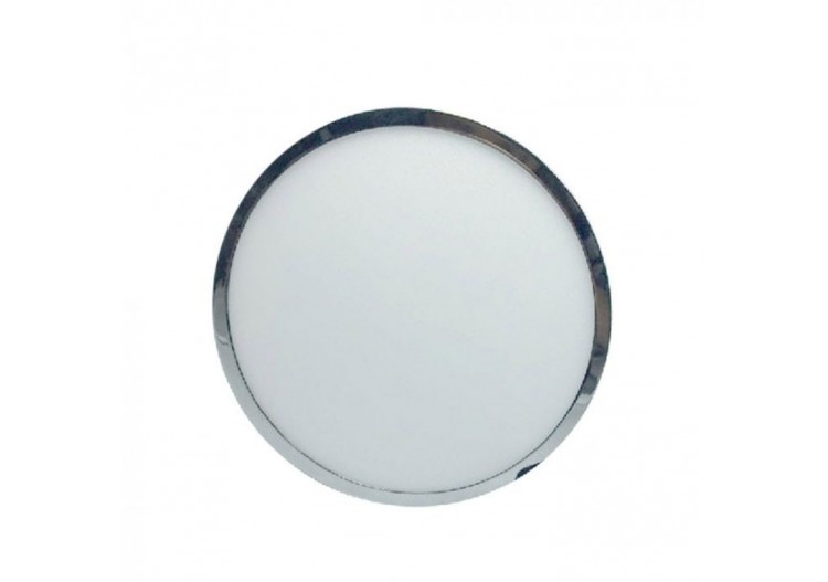 Panneau lumineux LED 12W chromé rond blanc chaud