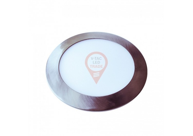 Panneau Lumineux LED Slim 18W Nickel Satiné Rond Blanc Chaud