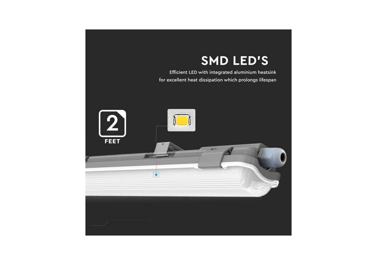 Lampe LED étanche Douille 120cm 1x18W 4000K