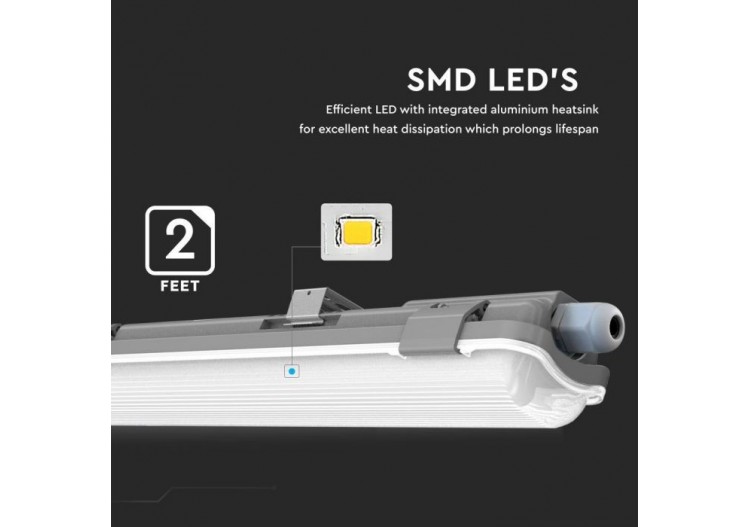 Lampe LED étanche Douille 120cm 1x18W 6400K