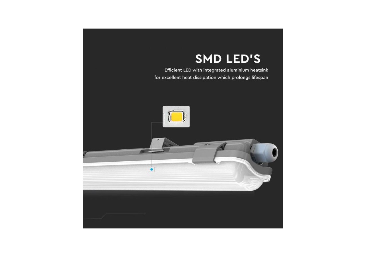 Lampe LED étanche raccord 60cm 1*10W 6400K