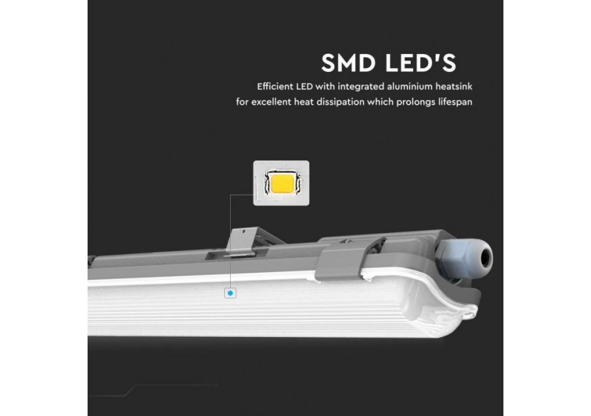 Lampe LED étanche raccord 60cm 1*10W 6400K