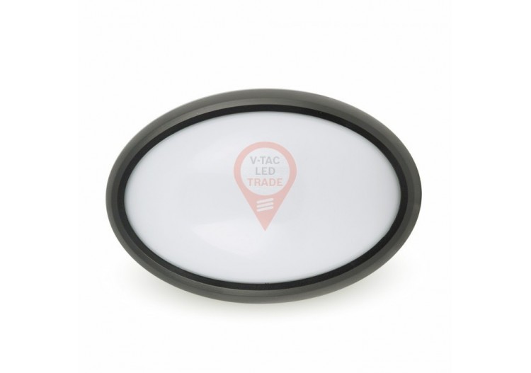 Plafonnier 12 W entièrement ovale, corps noir, étanche, blanc