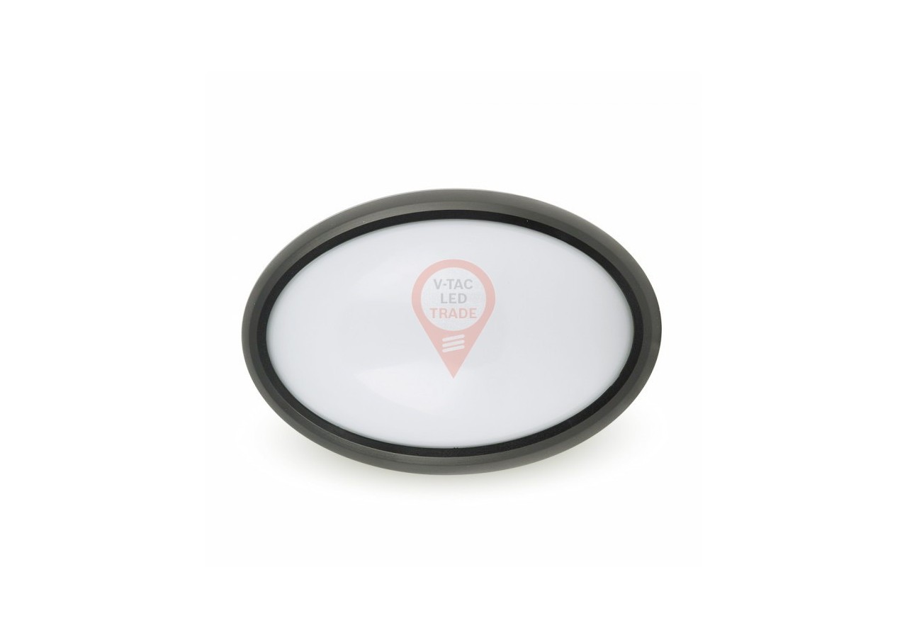 Plafonnier 12 W entièrement ovale, corps noir, étanche, blanc