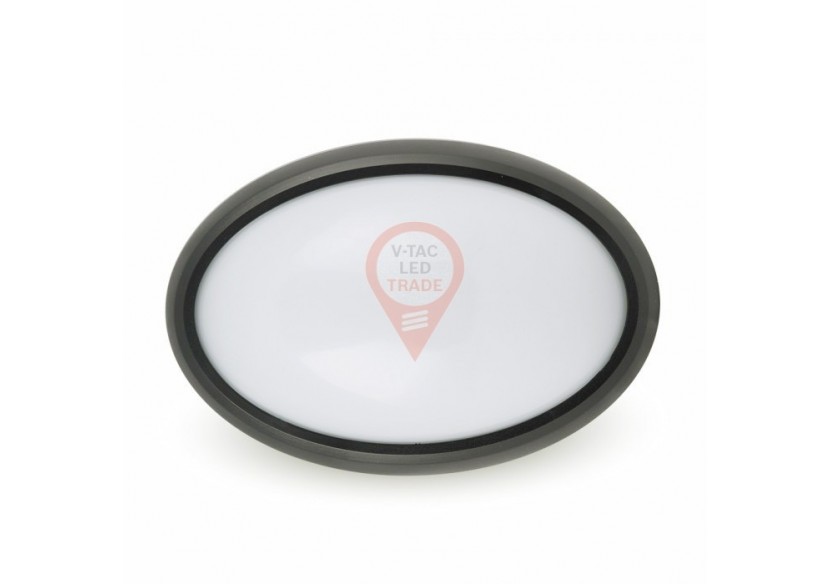 Plafonnier 12 W entièrement ovale, corps noir, étanche, blanc Plafonnier 12 W entièrement ovale, corps noir, étanche, blanc