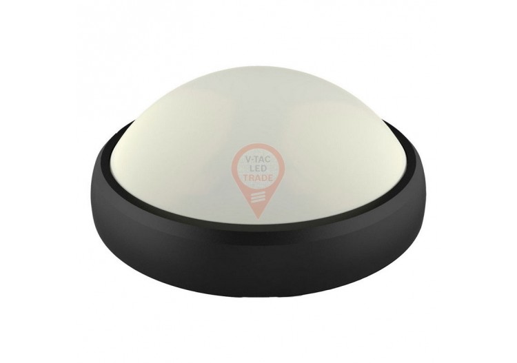 Plafonnier ovale 12 W, corps noir, étanche, blanc chaud