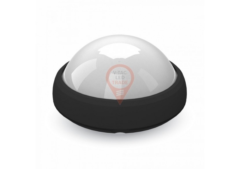 Plafonnier 12W Rond Corps Noir IP66 Blanc Chaud