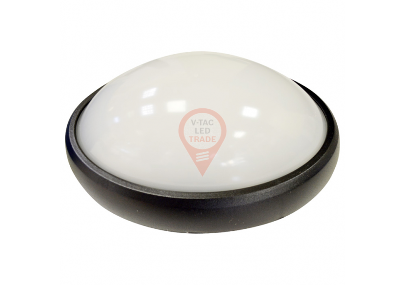 Plafonnier rond 8W, corps noir, blanc chaud, étanche