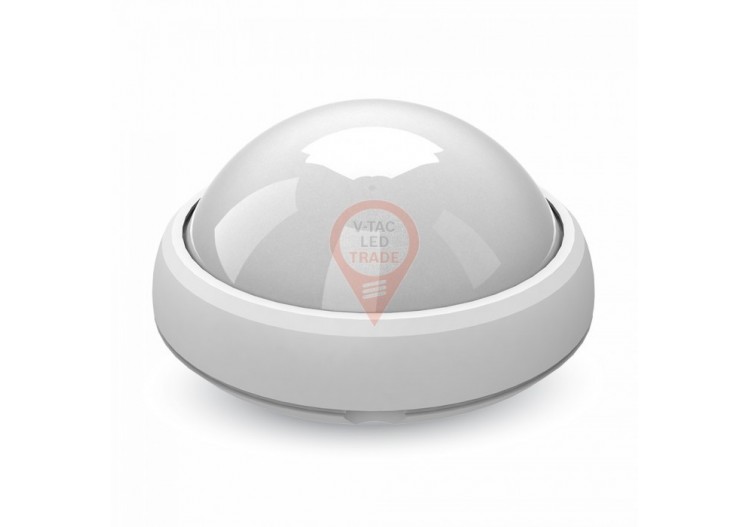 Plafonnier 8W rond, corps blanc, blanc chaud, étanche