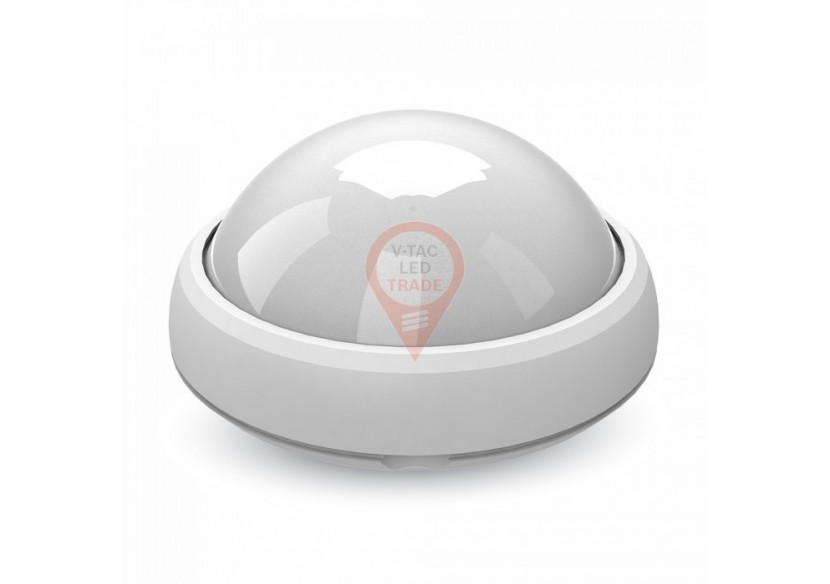 Plafonnier 8W rond, corps blanc, blanc naturel, étanche