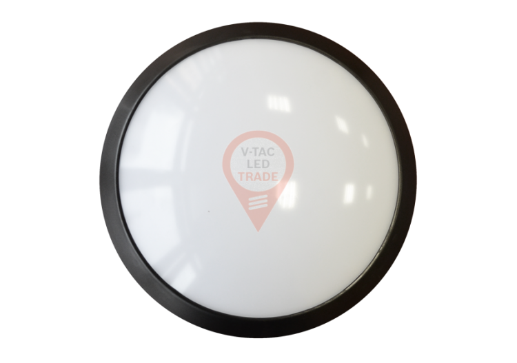 Plafonnier 12 W, corps noir, rond, 6000 K.