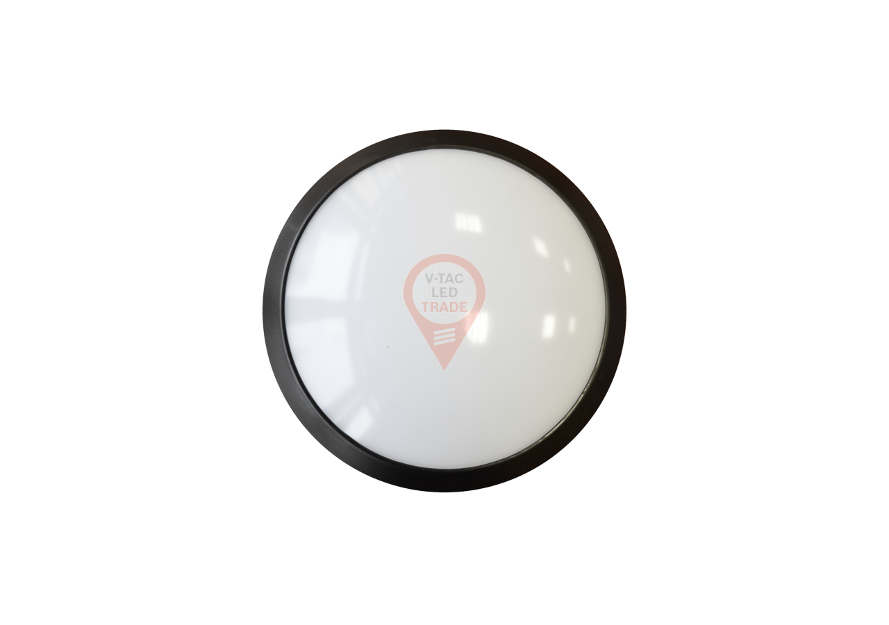 Plafonnier 12 W, corps noir, rond, 6000 K.