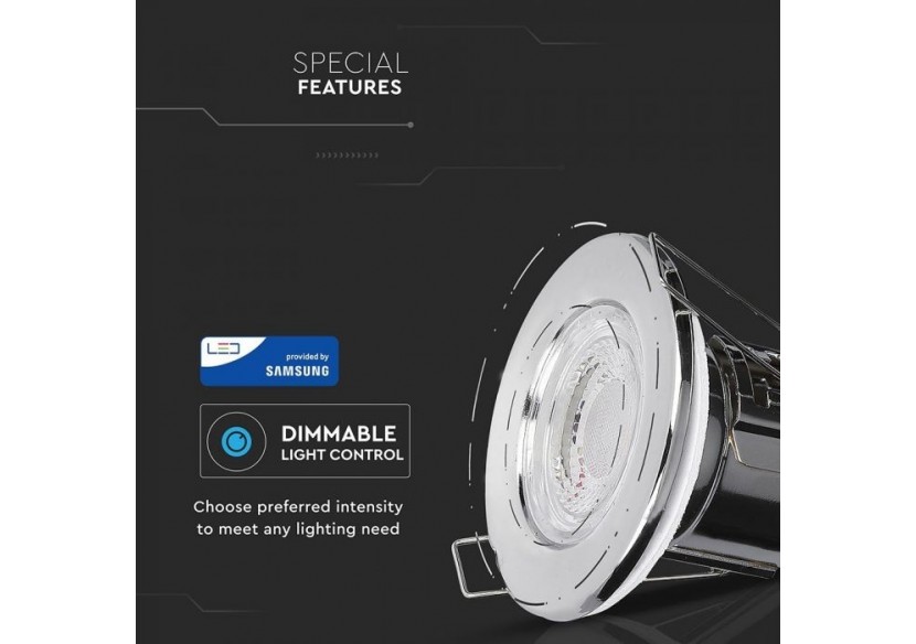 Downlight LED 5 W résistant au feu Chrome à intensité variable 4000 K