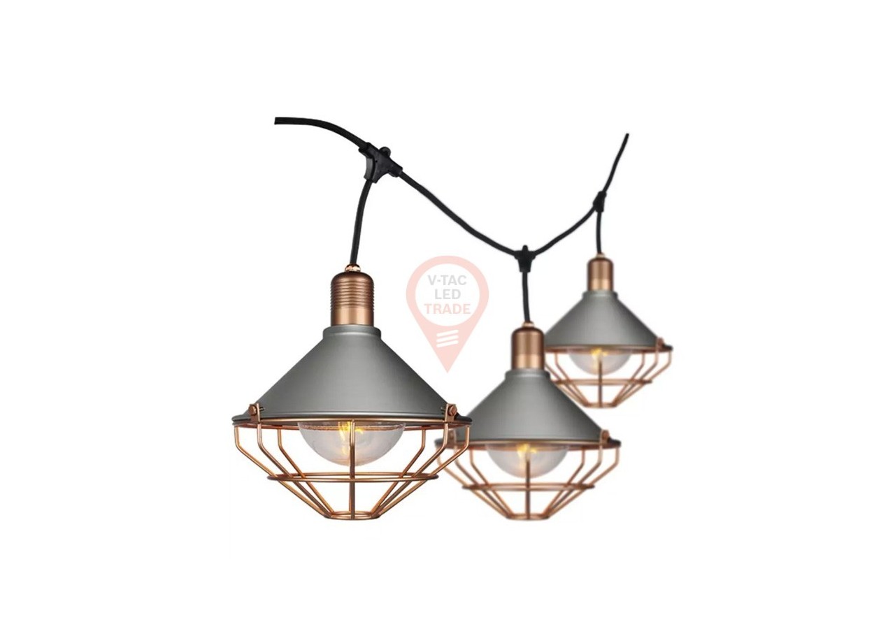 Guirlande Lumineuse LED 3M Avec 6 Ampoules Or Rose Mat IP65