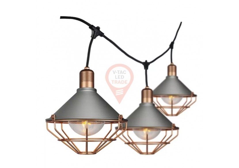 Guirlande Lumineuse LED 3M Avec 6 Ampoules Or Rose Mat IP65