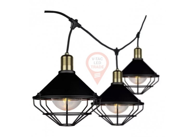 Guirlande Lumineuse LED 3M 6 Ampoules Maille Noir Mat IP65