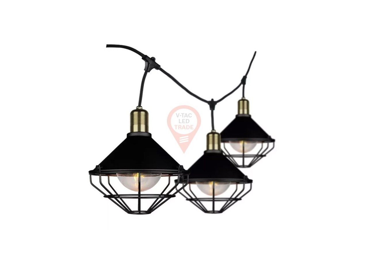 Guirlande Lumineuse LED 3M 6 Ampoules Maille Noir Mat IP65