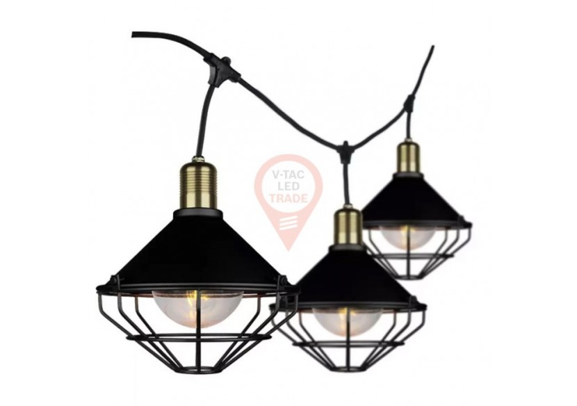 Guirlande Lumineuse LED 3M 6 Ampoules Maille Noir Mat IP65