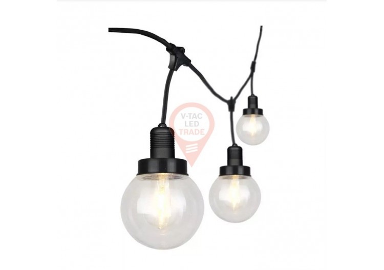 Guirlande Lumineuse LED 3M Avec 6 Ampoules Noir Mat IP65