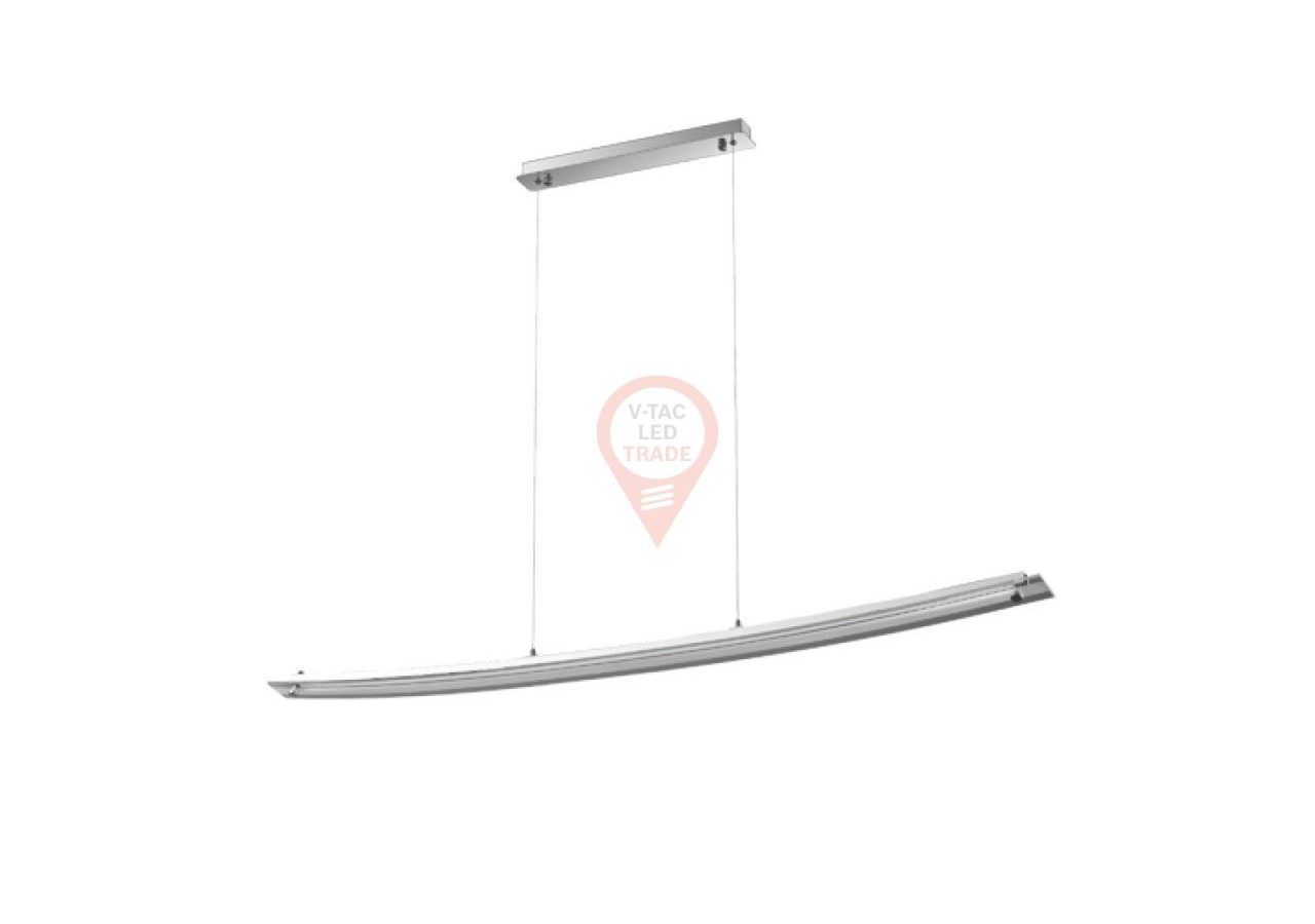 Lampe suspendue design en verre courbé 18W, chromée ф985, blanc naturel