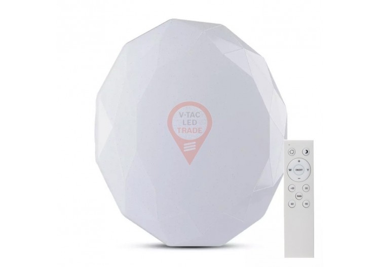 Plafonnier design LED 60 W, 3 en 1, télécommande, intensité variable, diamant