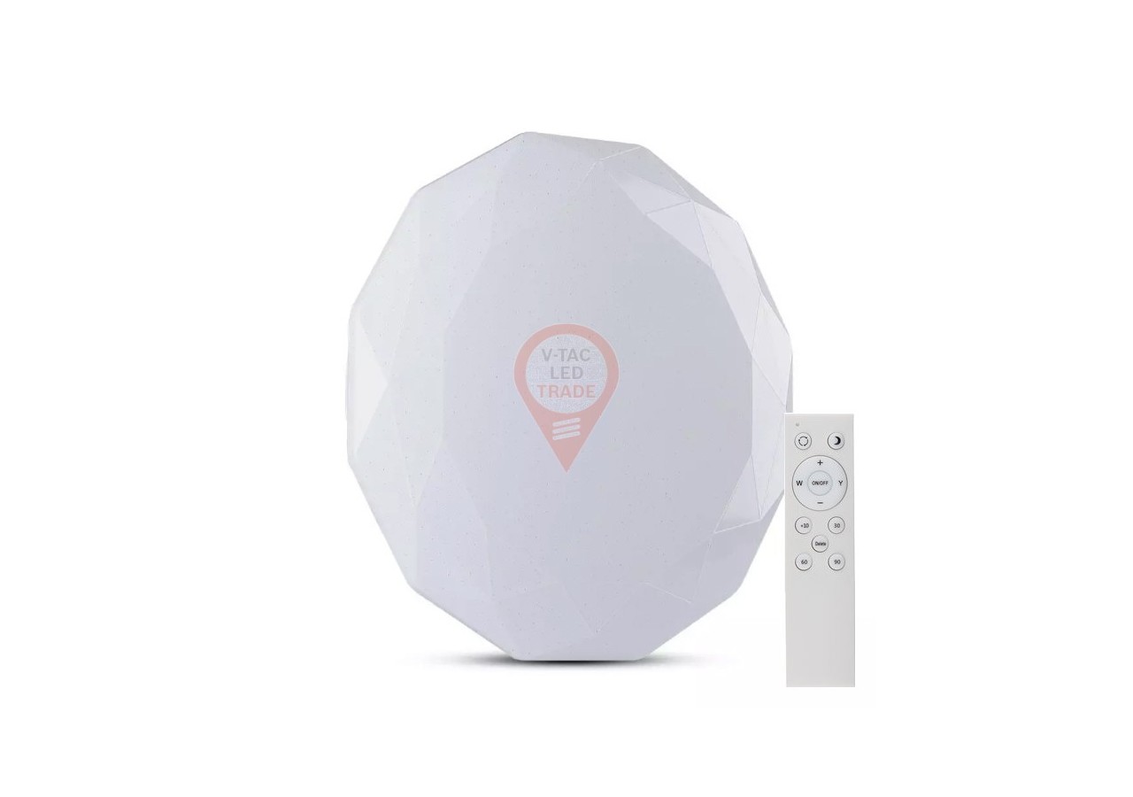 Plafonnier design LED 60 W, 3 en 1, télécommande, intensité variable, diamant