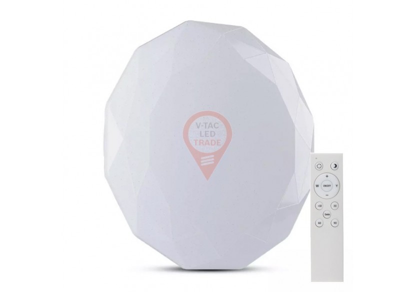 Plafonnier design LED 60 W, 3 en 1, télécommande, intensité variable, diamant