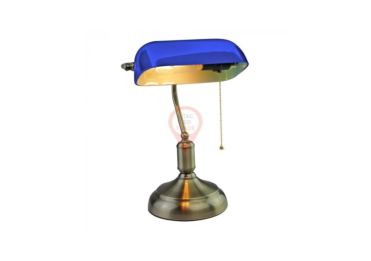 Lampe de table Bankers avec interrupteur E27 Bleu