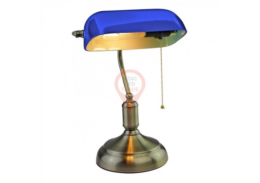 Lampe de table Bankers avec interrupteur E27 Bleu
