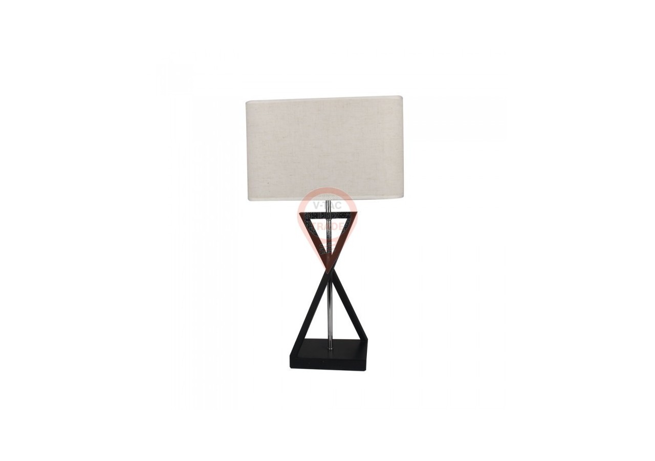 Lampe de table design E27 abat-jour ivoire socle noir interrupteur carré