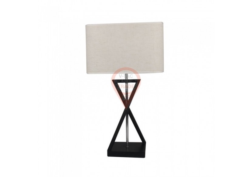 Lampe de table design E27 abat-jour ivoire socle noir interrupteur carré