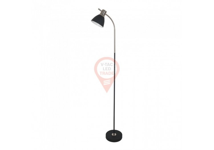 Lampadaire design Pied en métal noir Interrupteur E27 Support Noir Chrome