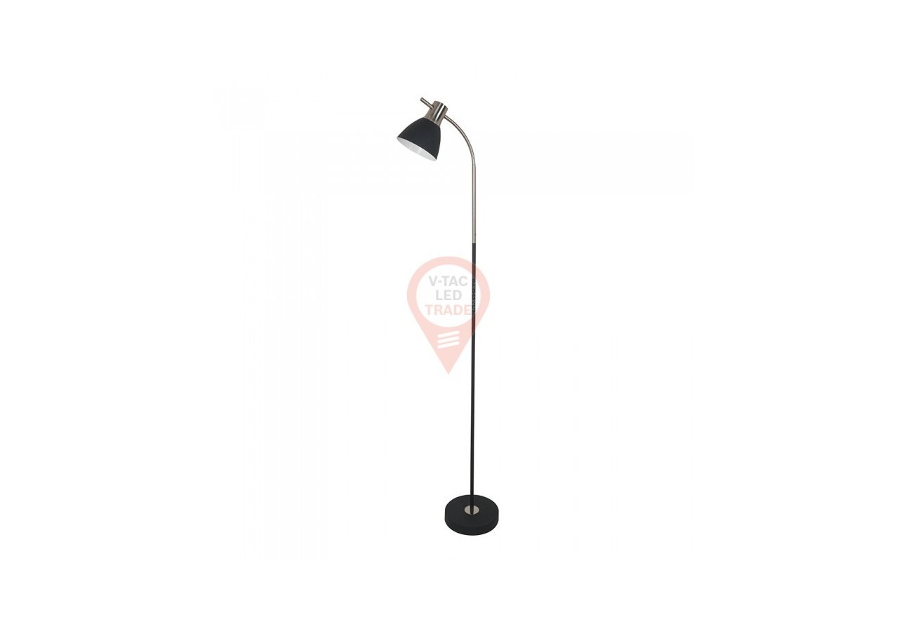 Lampadaire design Pied en métal noir Interrupteur E27 Support Noir Chrome