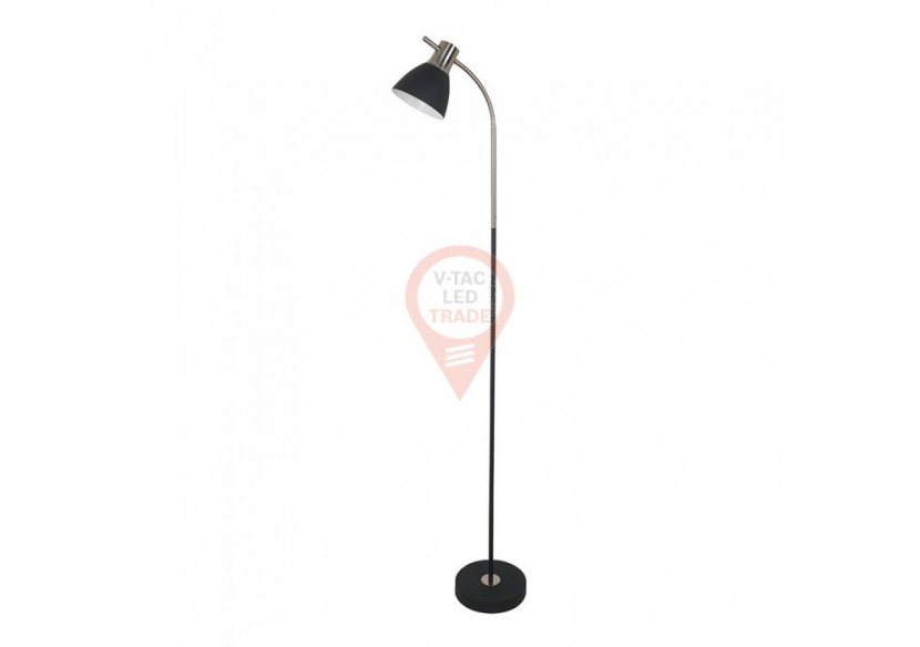 Lampadaire design Pied en métal noir Interrupteur E27 Support Noir Chrome