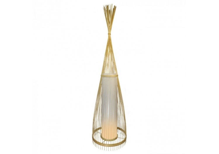 Lampadaire en bois Abat-jour en rotin