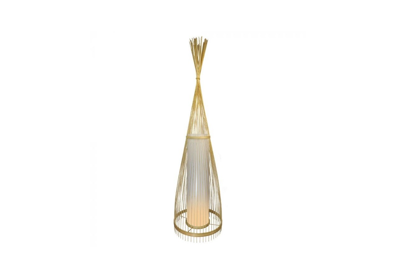 Lampadaire en bois Abat-jour en rotin