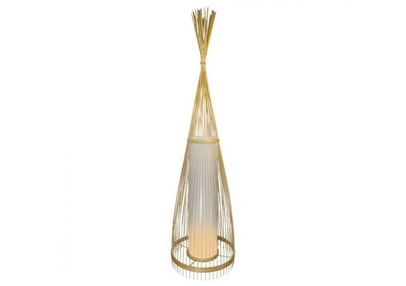 Lampadaire en bois Abat-jour en rotin