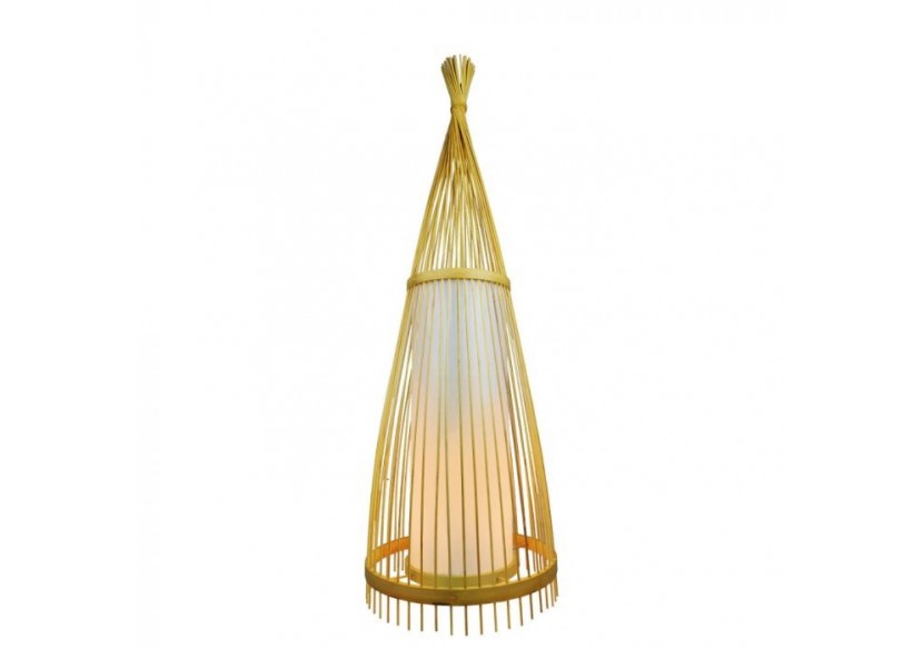 Lampadaire en bois Abat-jour en rotin