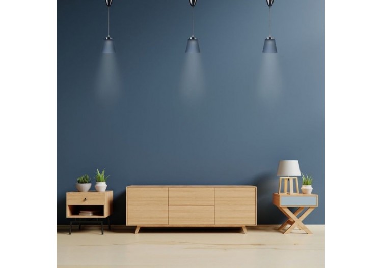 Suspension LED 7W, corps chromé 4000K, abat-jour bleu