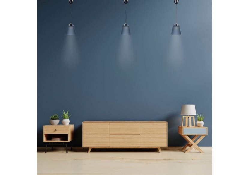 Suspension LED 7W, corps chromé 4000K, abat-jour bleu