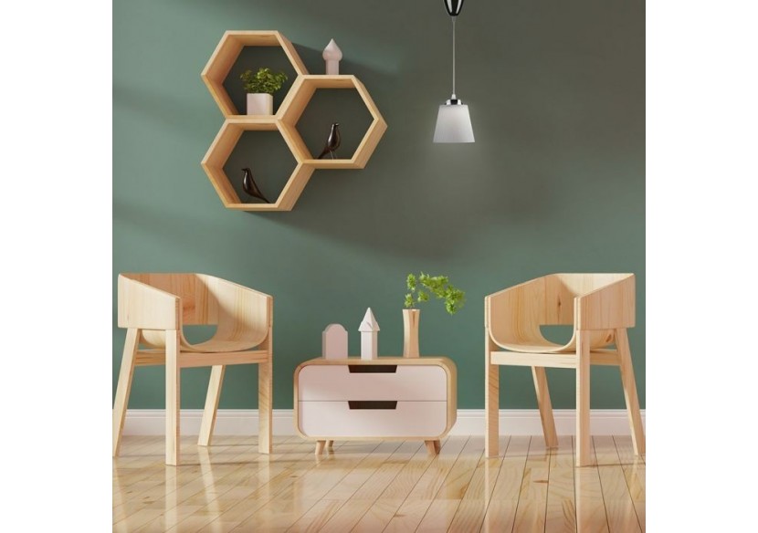 Suspension LED 7W, corps chromé 4000K, abat-jour blanc