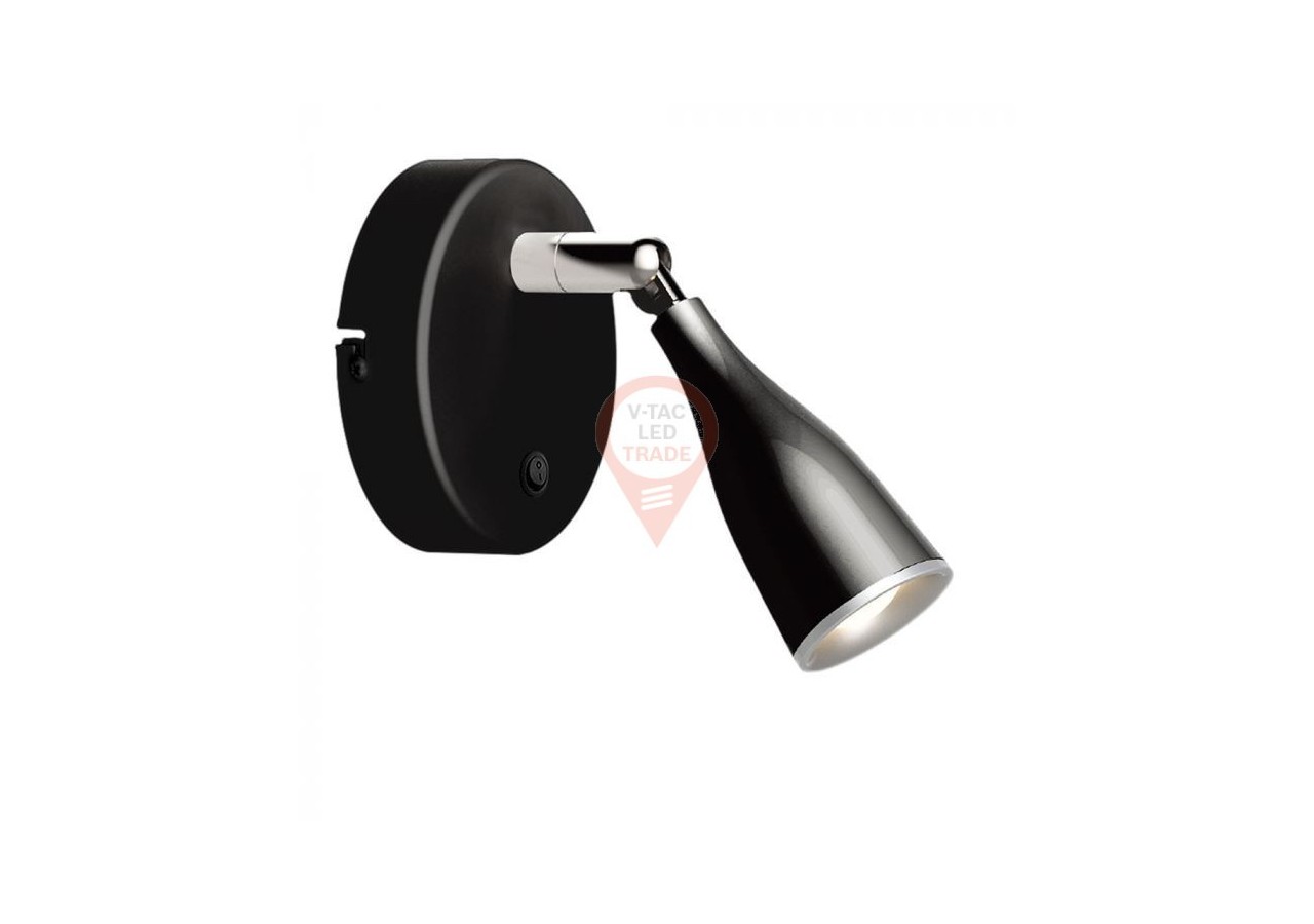 Applique LED 4,5W 3000K Noir avec Interrupteur