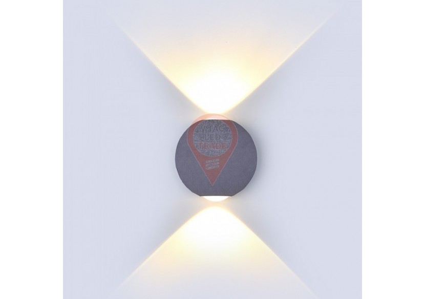 Applique Murale LED 6W Corps Gris IP65 Ronde Blanc Chaud