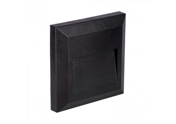 Lampe de Marche LED 2W Corps Noir Carré Blanc Chaud