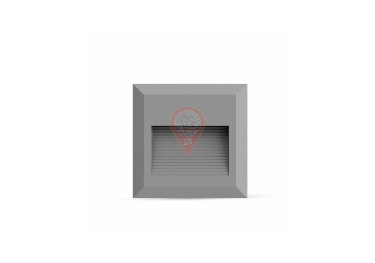 Marchepied LED 2W Gris Corps Carré Blanc Naturel